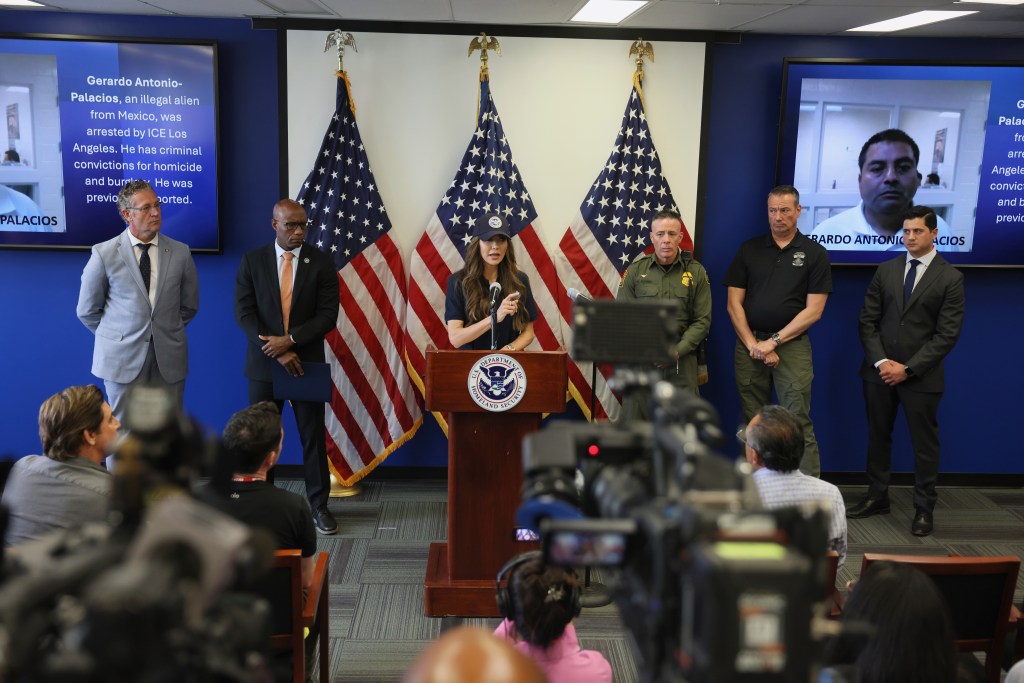 Press conference on immigration protests in Los Angeles.