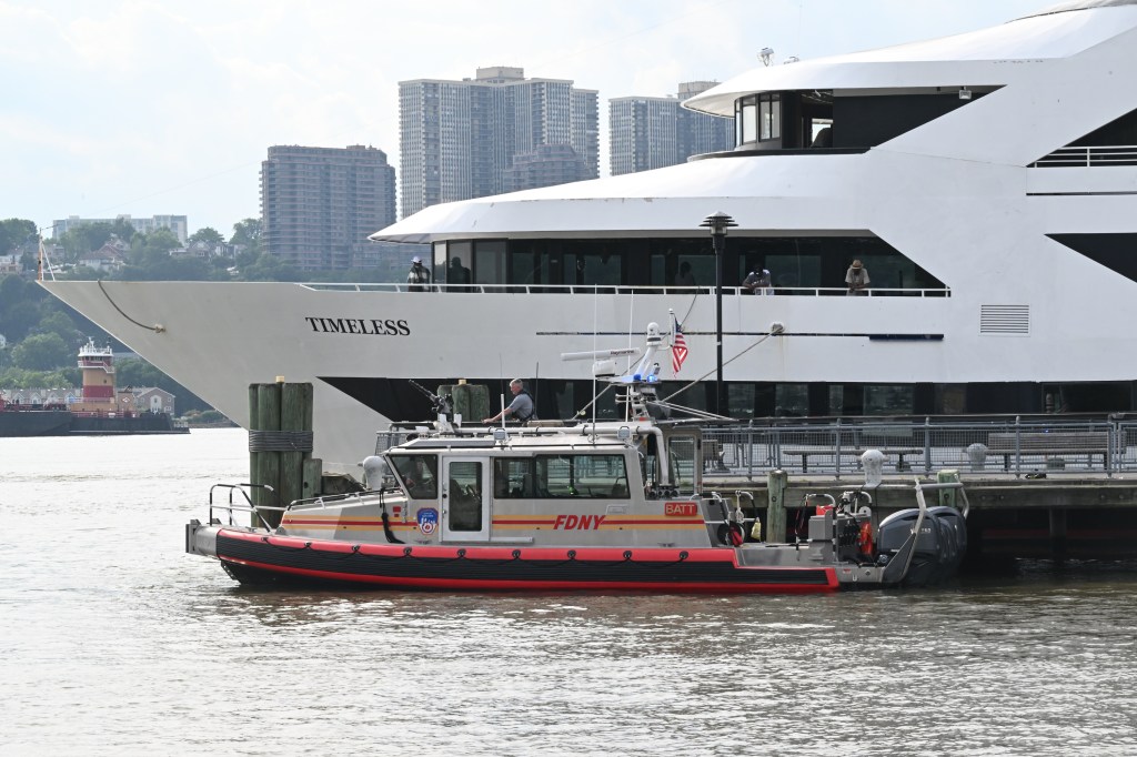 An FDNY boat at the scene of the crash.