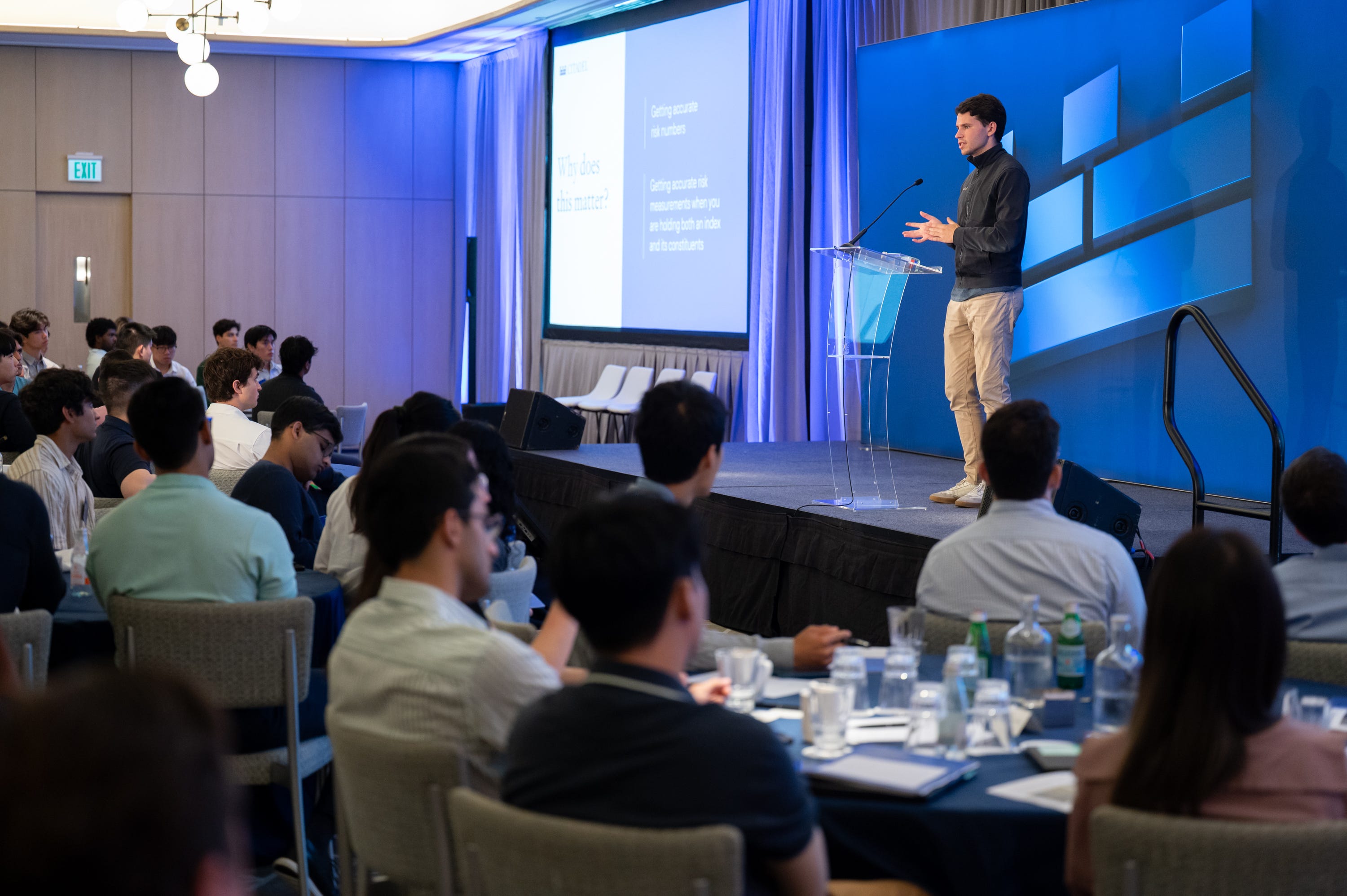 Robbie Selwyn speaks to Citadel interns at the Four Seasons in Fort Lauderdale, Florida.
