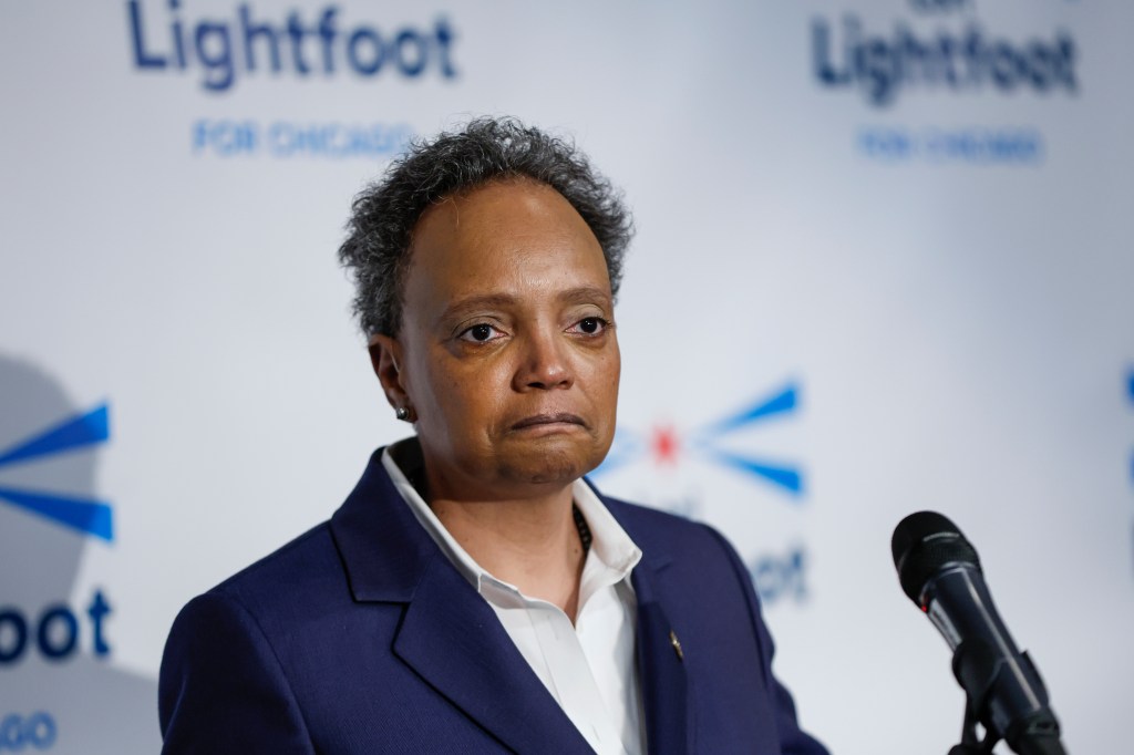 Lori Lightfoot at an election night rally.