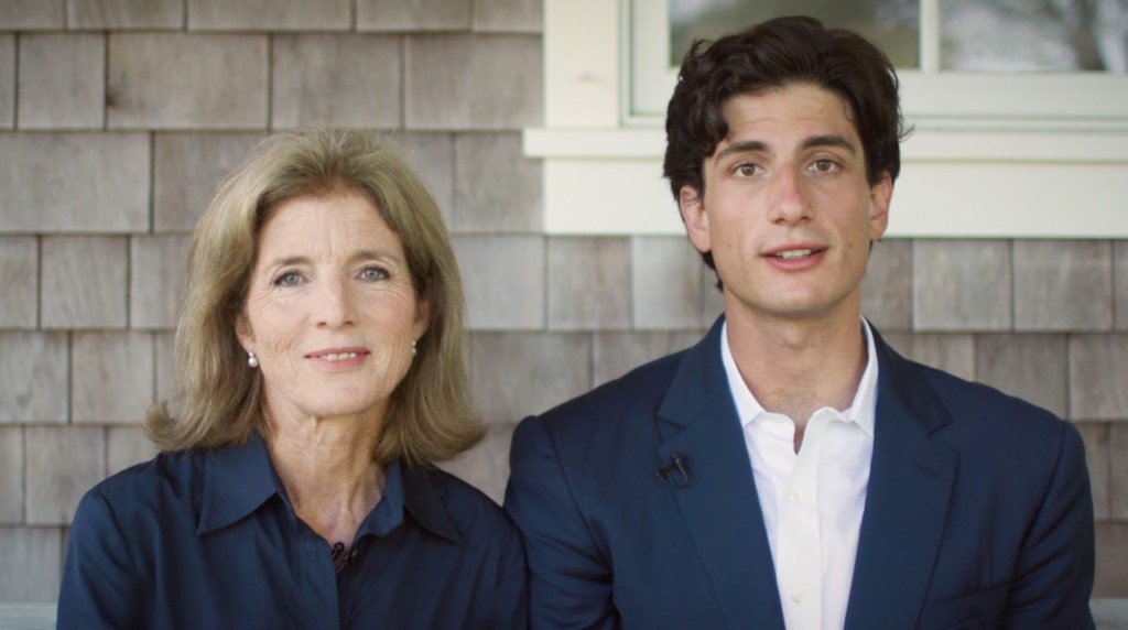 Caroline Kennedy and her son Jack Schlossberg at the Democratic National Convention.