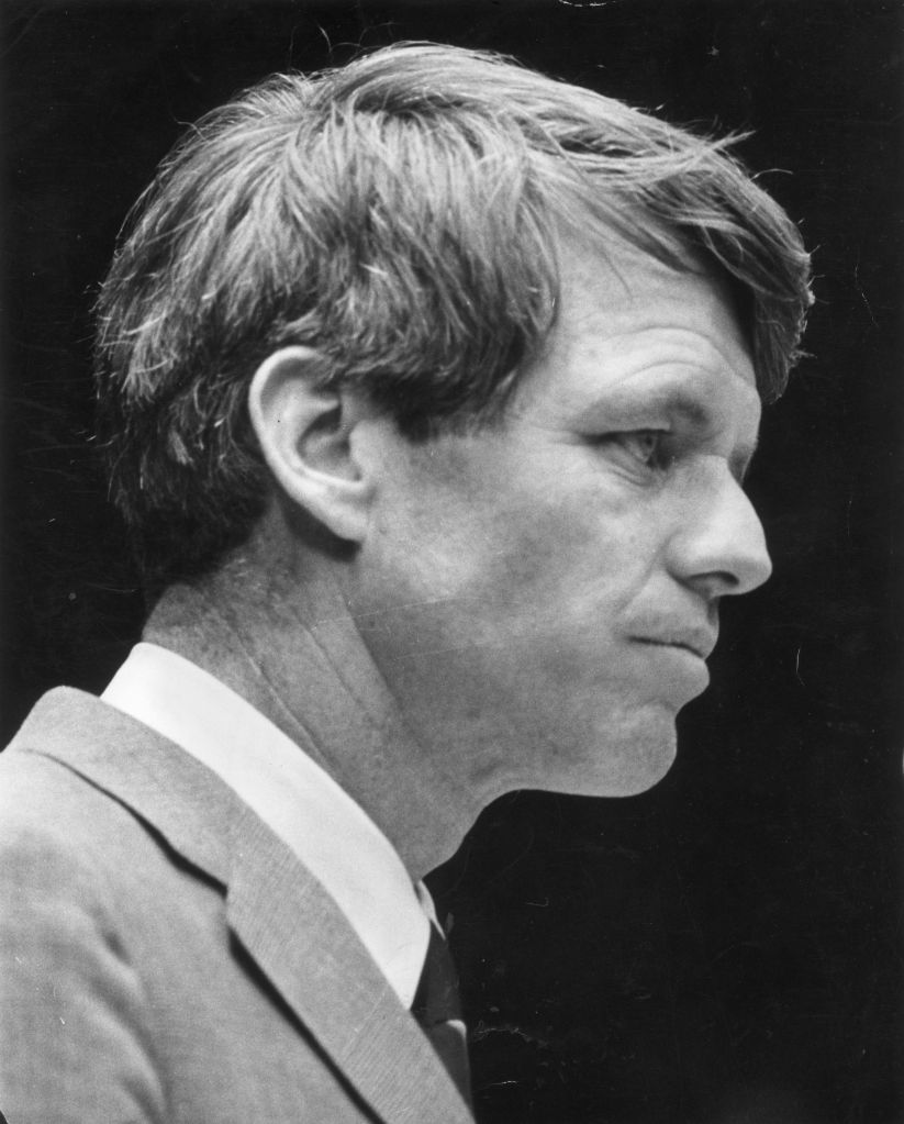 Black and white profile photo of Robert Kennedy.