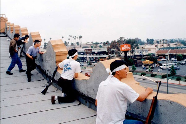 Armed Korean immigrants guarding their street during the LA riots in 1992.