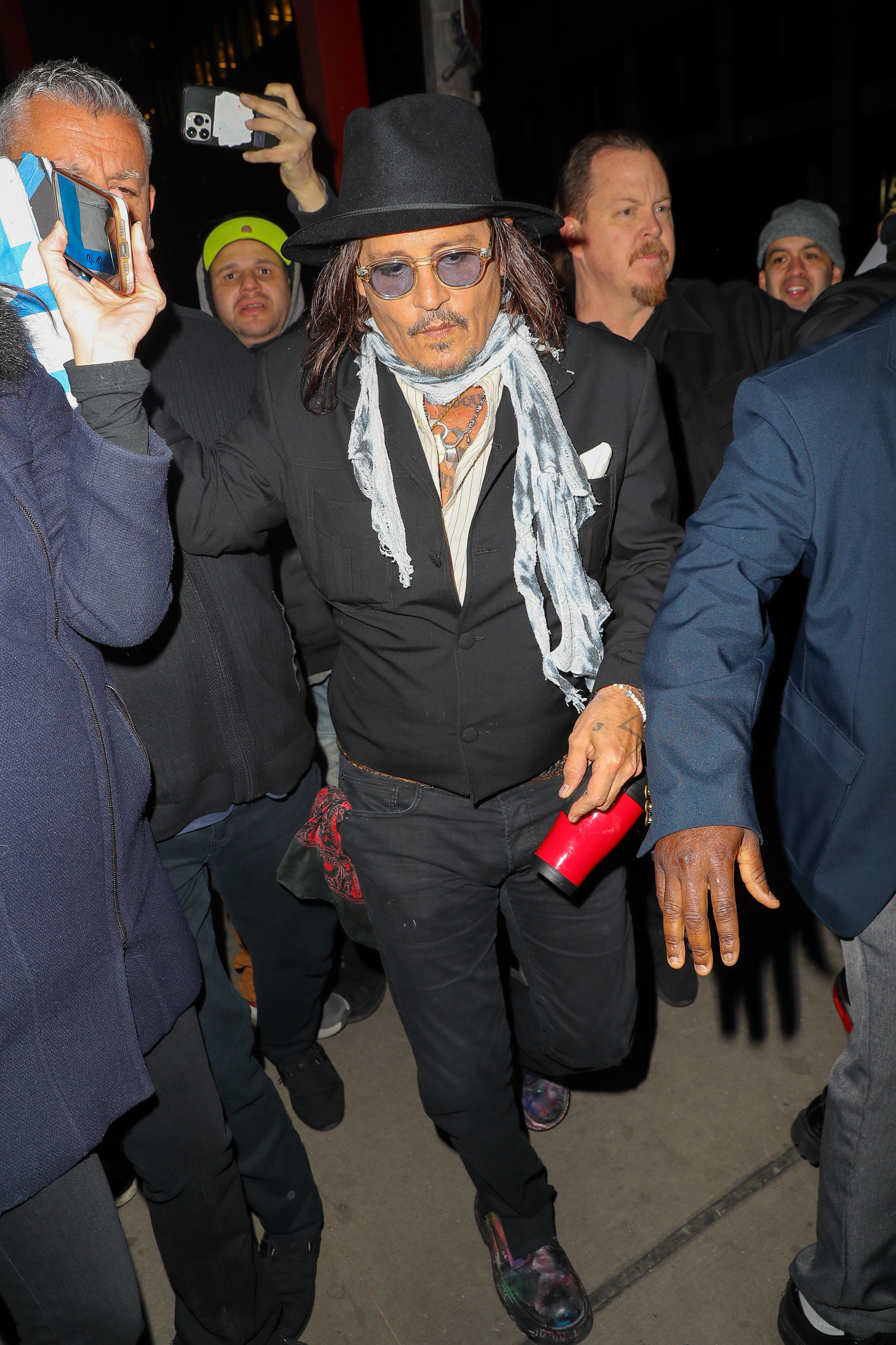 Johnny Depp arriving at  the Patti Smith tribute event