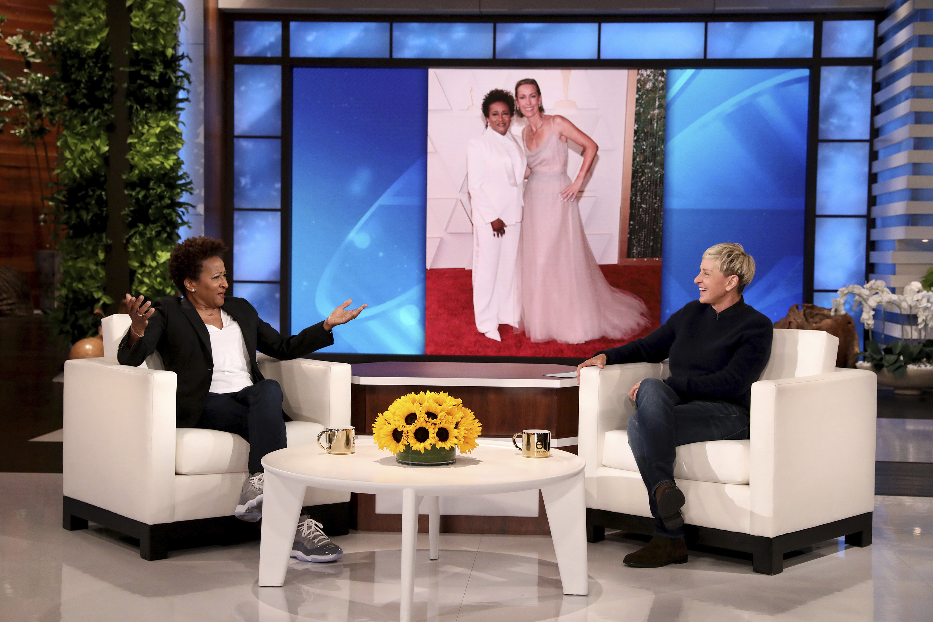 Ellen DeGeneres and Wanda Sykes on her talk show in 2022