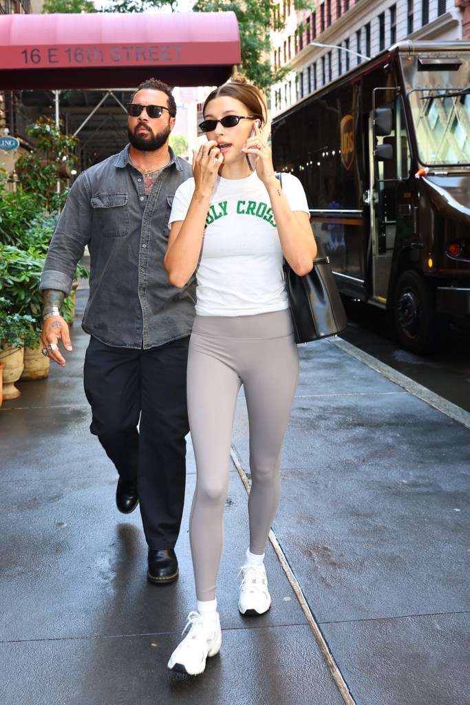 On Thursday, Hailey, seen here Wednesday, stepped out without her ring.