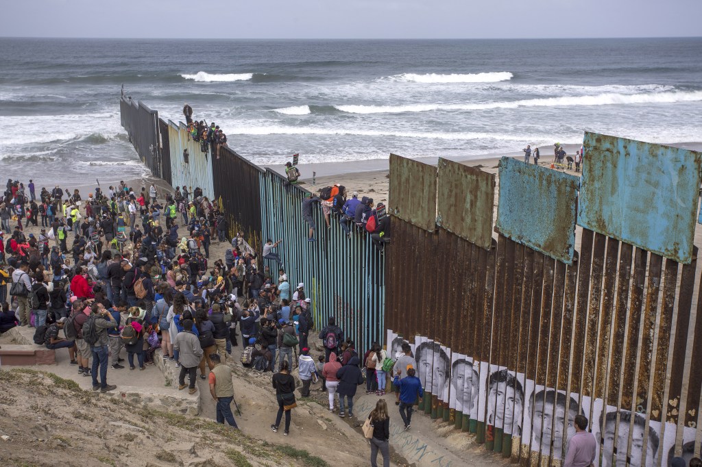 Migrants at the U.S.-Mexico border seeking asylum.