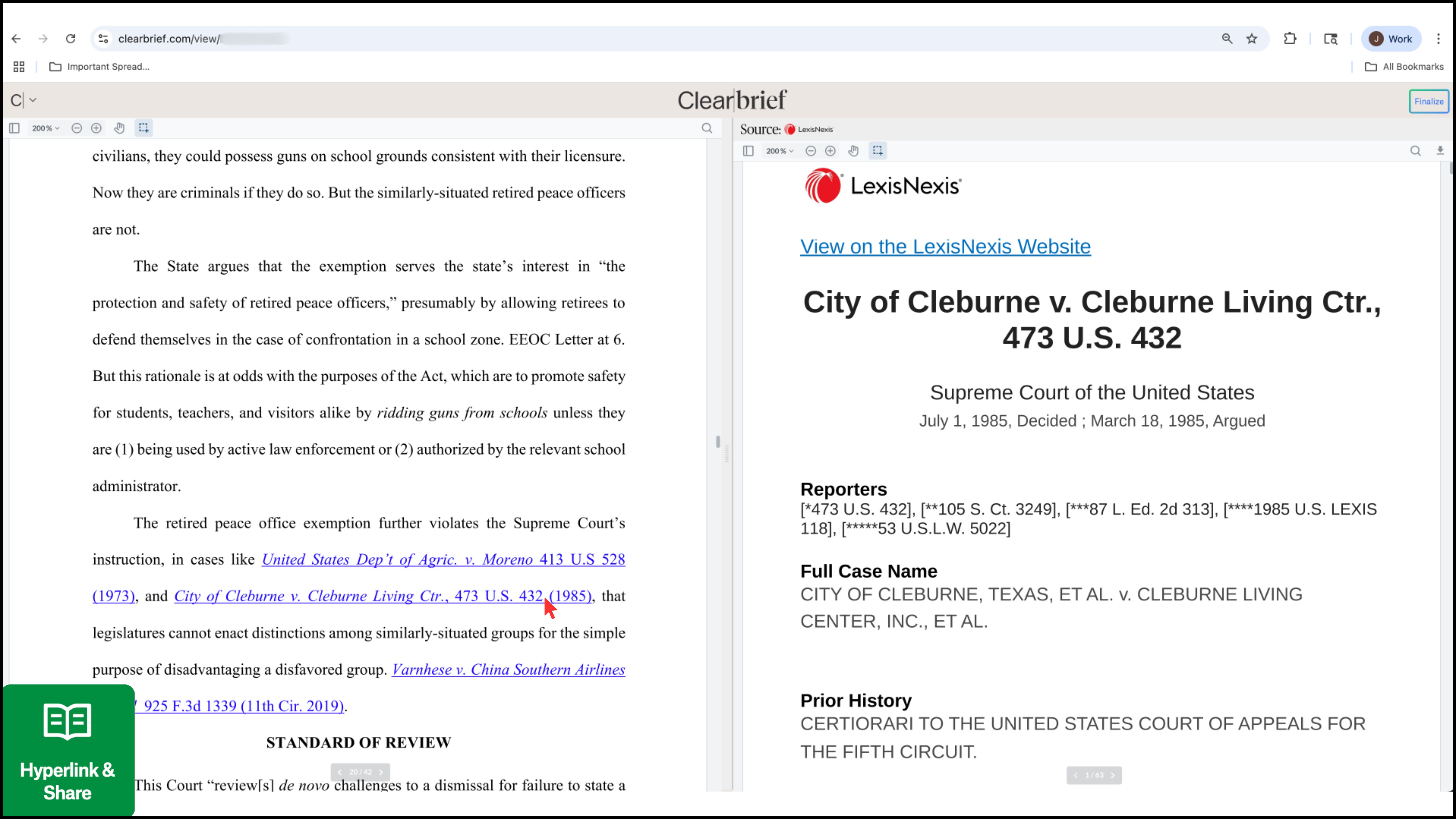 When an attorney files a brief using Clearbrief, a recipient can open a hyperlinked version in Word or a browser.