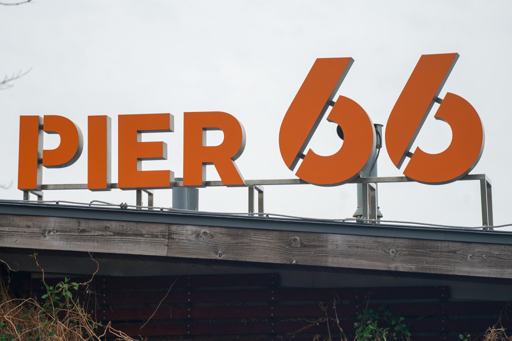 Pier 66 sign on a building.