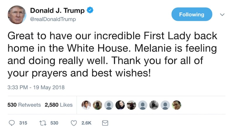Donald Trump spells Melania's name wrong on Twitter.