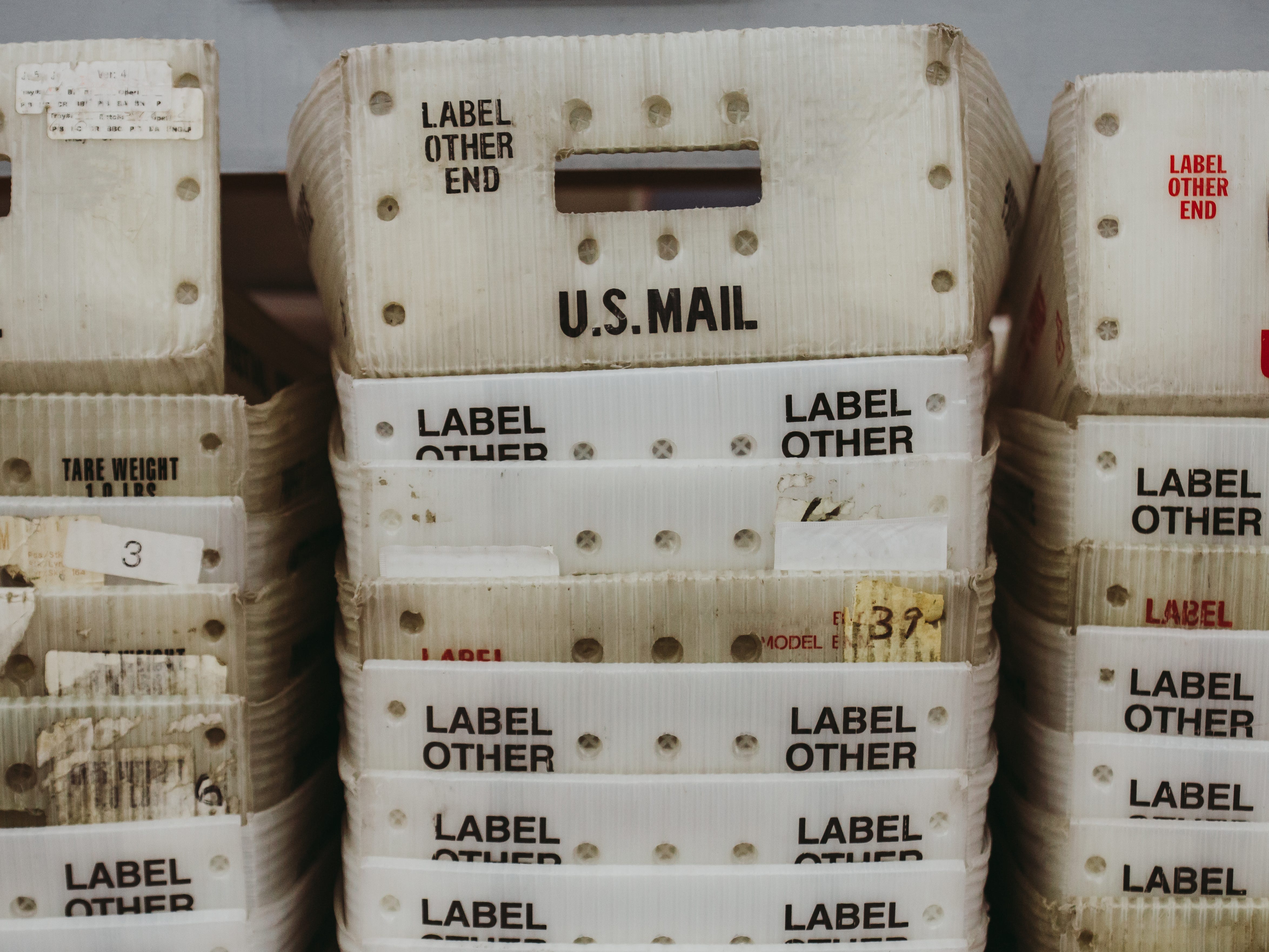 Stacks of mailing boxes