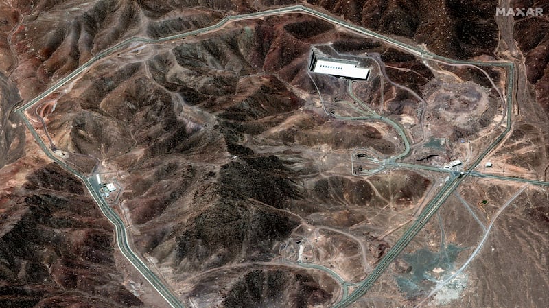 The white structure seen in this June 14 image of the Fordo site appeared to still be standing following the strikes.