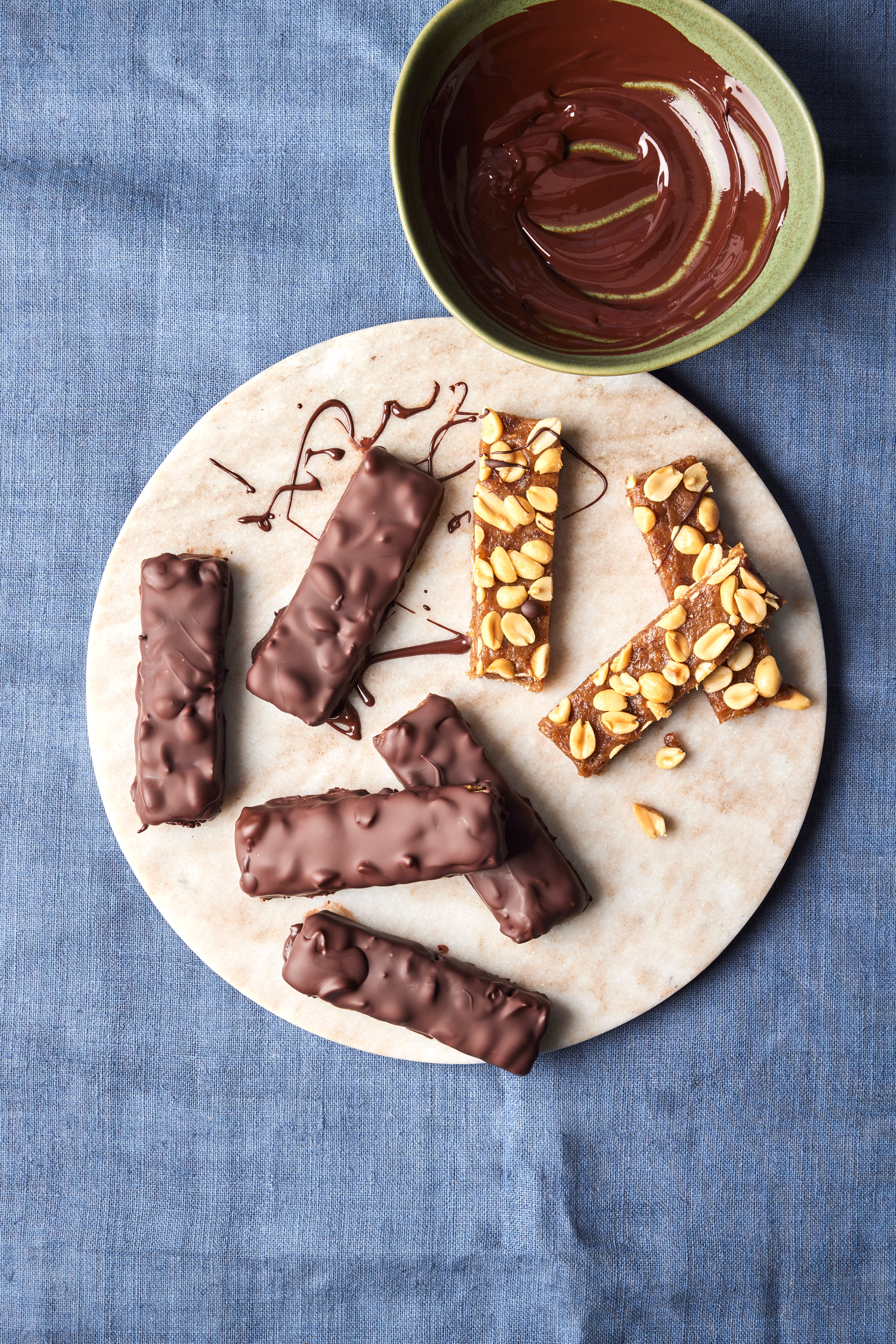 Chocolate, peanut, and date bars