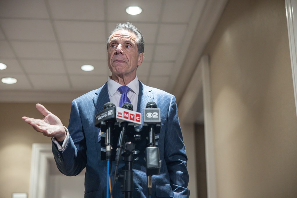Andrew Cuomo at a press conference.