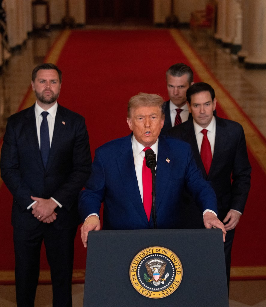 President Donald Trump delivers an address to the nation alongside U.S. Vice President JD Vance, U.S. Secretary of State Marco Rubio and U.S. Defense Secretary Pete Hegseth at the White House in Washington, D.C., U.S. June 21, 2025