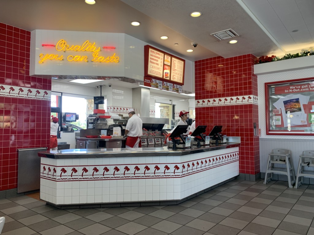 Interior view of In-N-Out Burger.