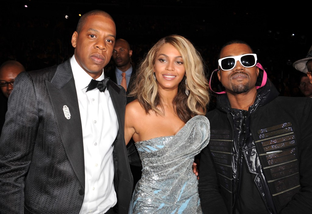 Jay-Z, Beyoncé and Kanye West at February 2008 Grammys