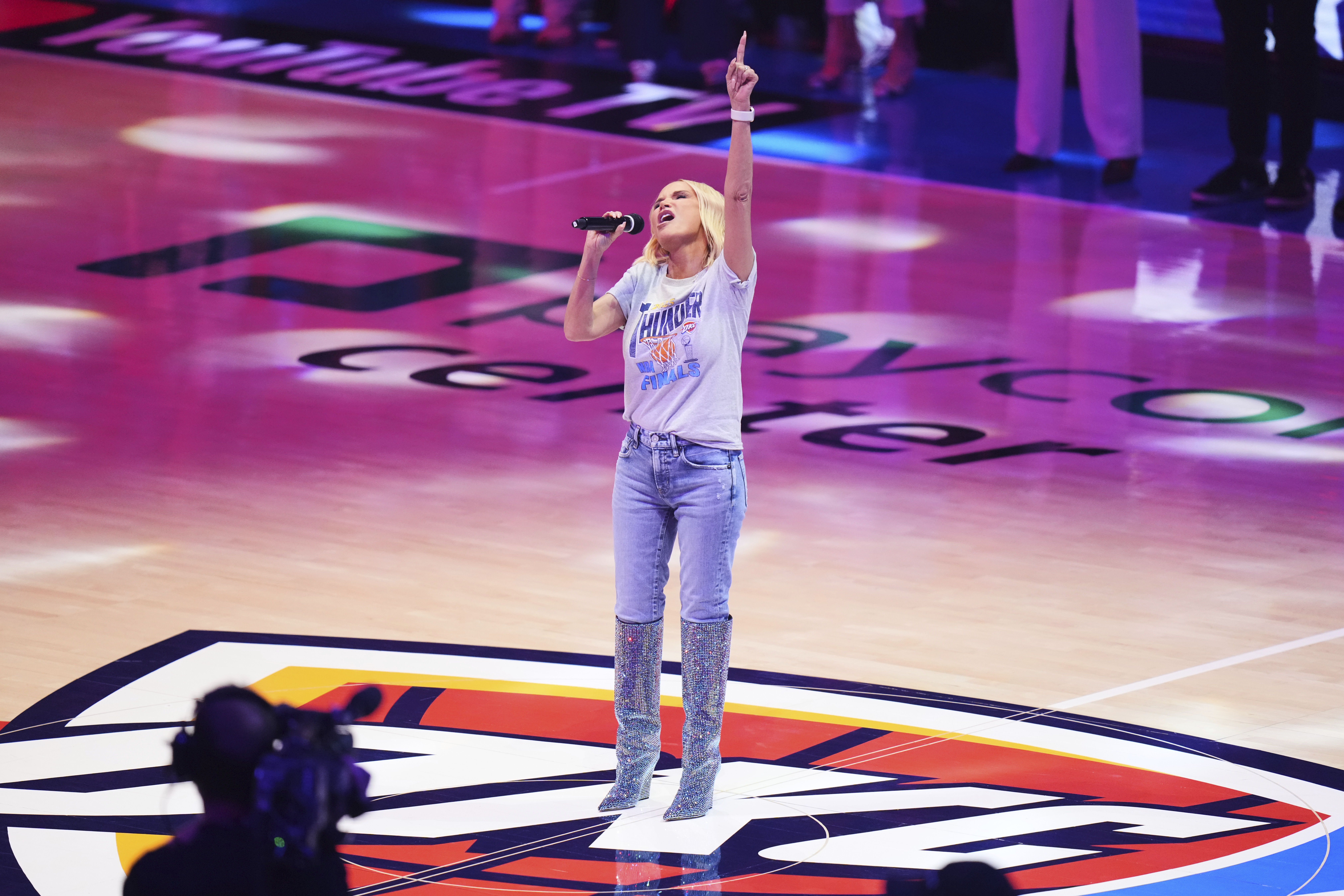 Kristin Chenoweth performing the National Anthem during Game 7 of the NBA Finals 2025.