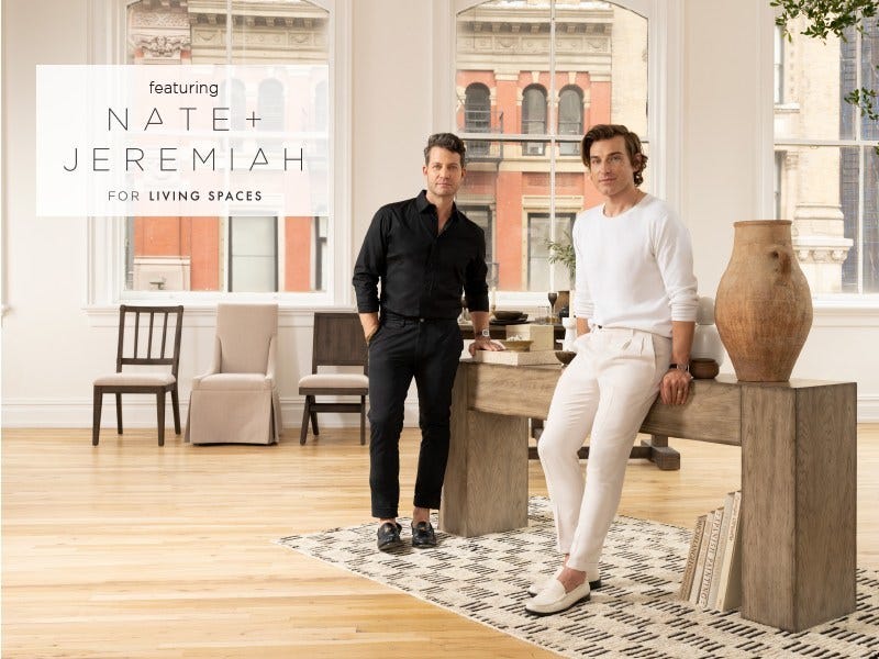 Celebrity designers pose for a promotional image for furniture retailer Living Spaces.