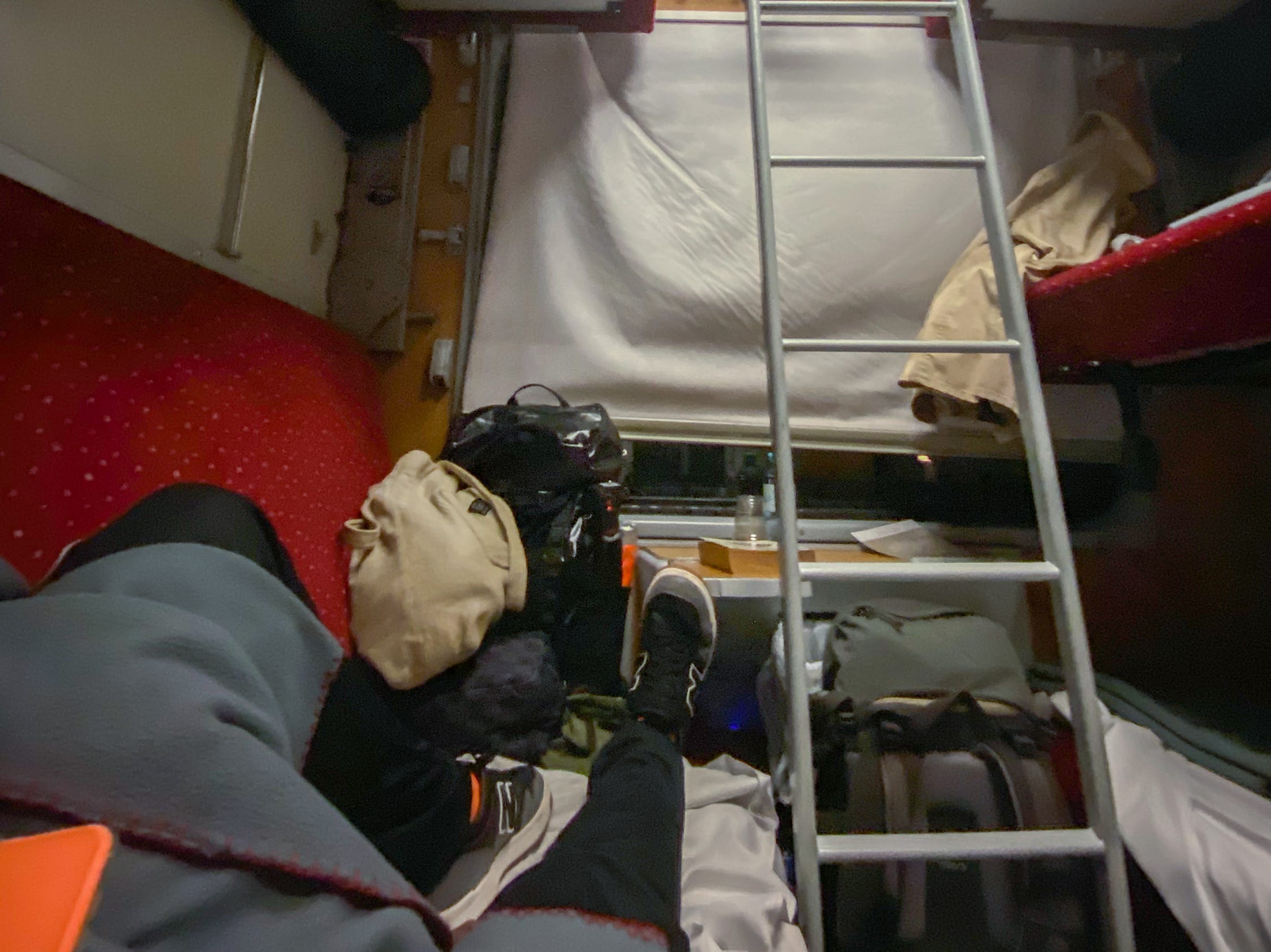 Inside the shared cabin.