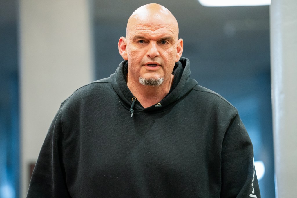 Senator John Fetterman in a dark hoodie.