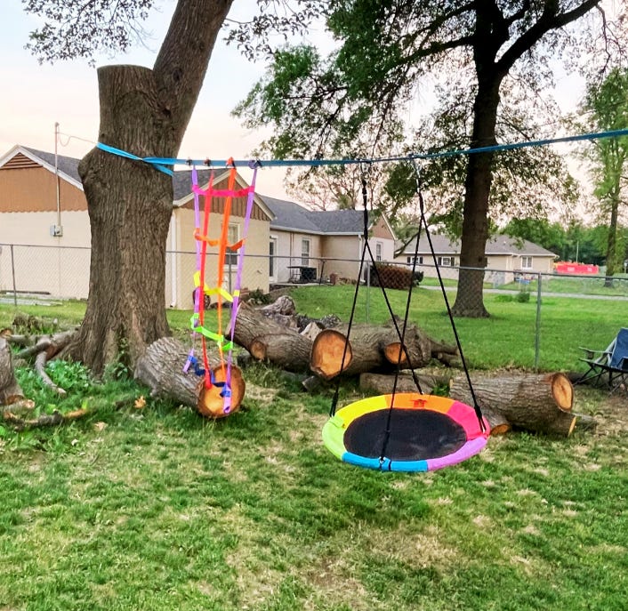 Bethaney Phillips play in backyard