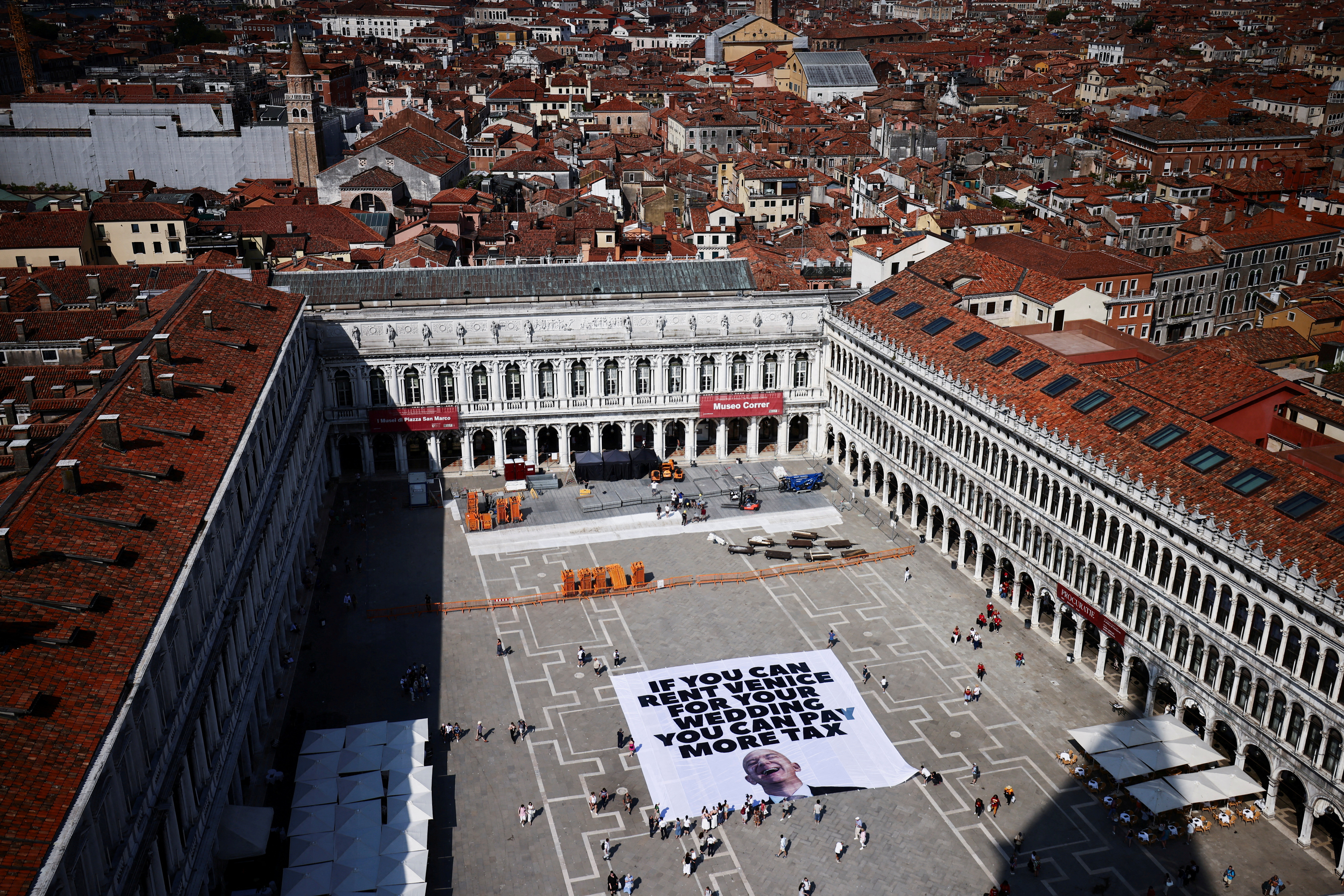 A Greenpeace banner in Venice, Italy. 