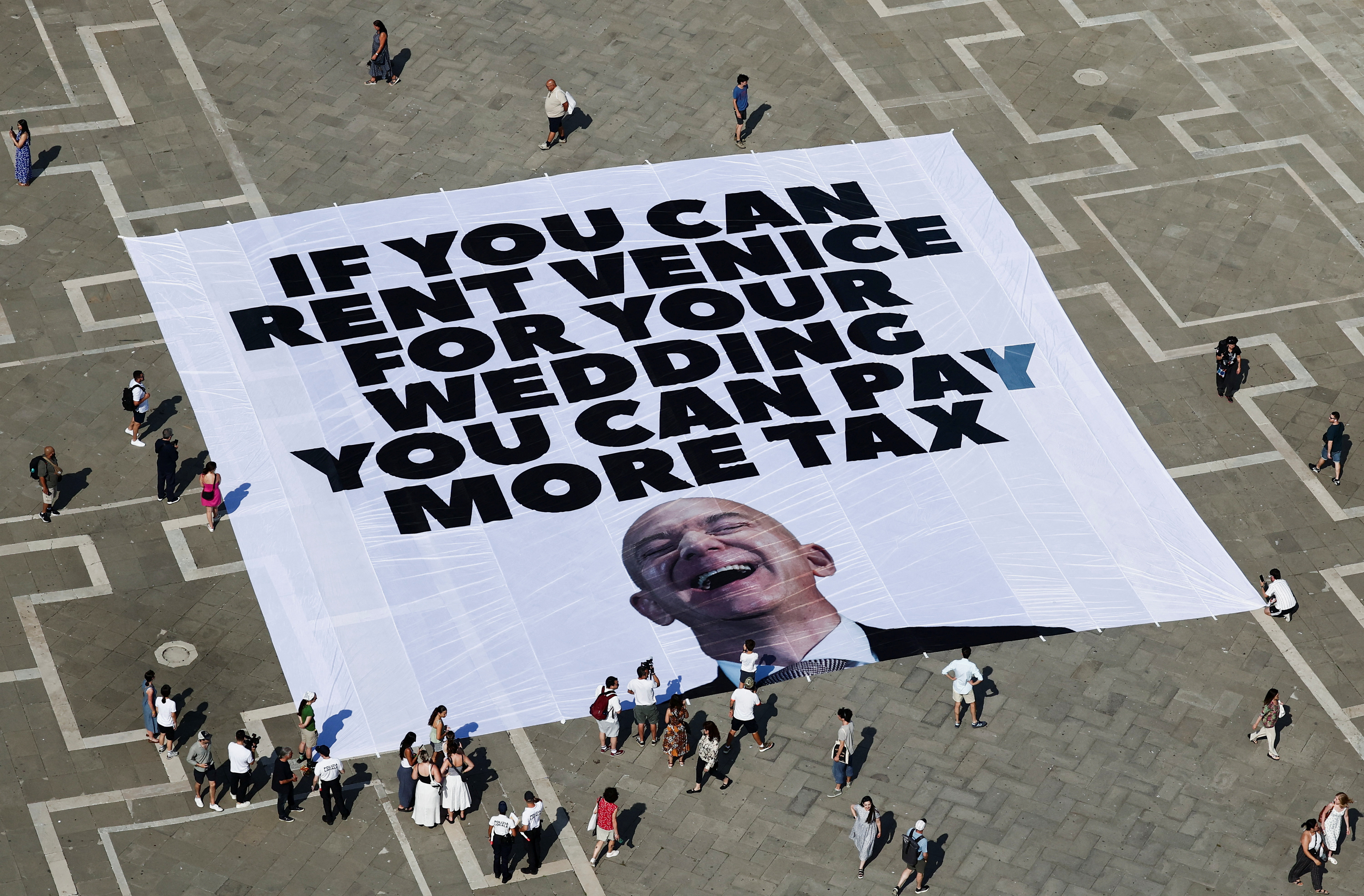 A Greenpeace banner unfurled in Venice, Italy. 