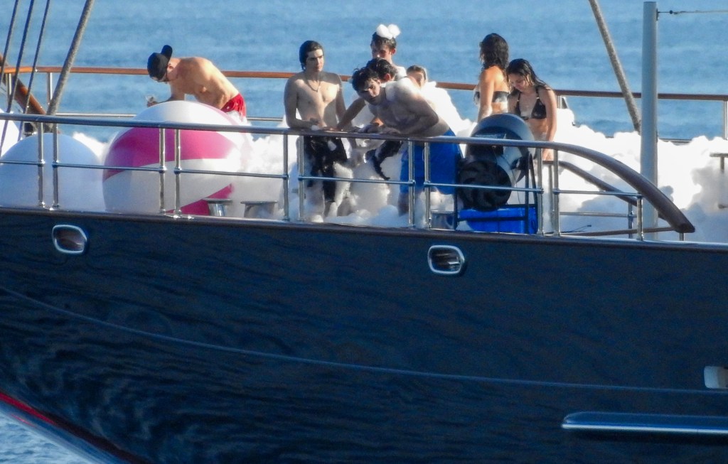 Guests on Jeff Bezos's yacht in Europe Sunday while celebrating Evan's 19th birthday. 