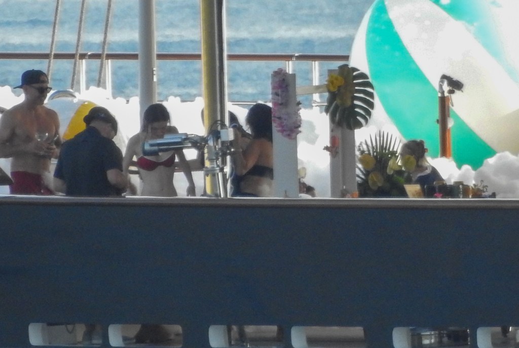 Guests on Jeff Bezos's yacht in Europe Sunday while celebrating Evan's 19th birthday. 