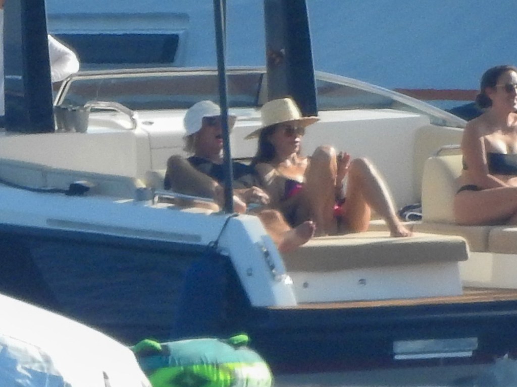 Jeff Bezos and Lauren Sánchez on his yacht in Europe Sunday while celebrating Evan's 19th birthday. 