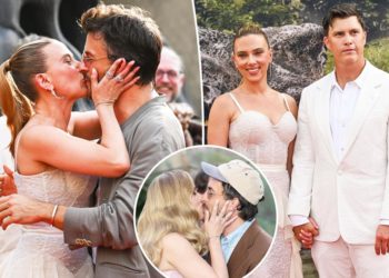 Scarlett Johansson plants a big kiss on Jonathan Bailey — this time in front of husband Colin Jost