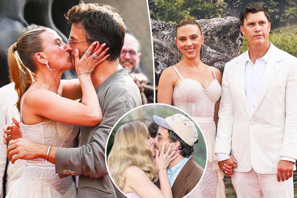 Scarlett Johansson plants a big kiss on Jonathan Bailey — this time in front of husband Colin Jost