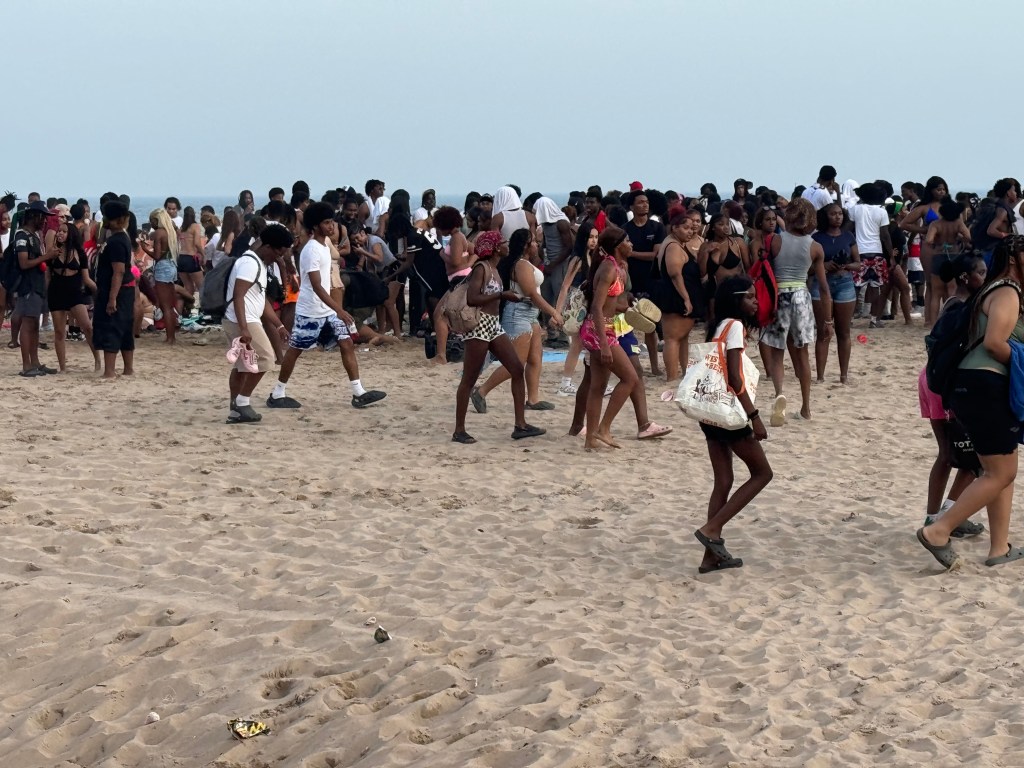 Thousands of teenagers took over the boardwalk and beach in Brighton beach on Monday.