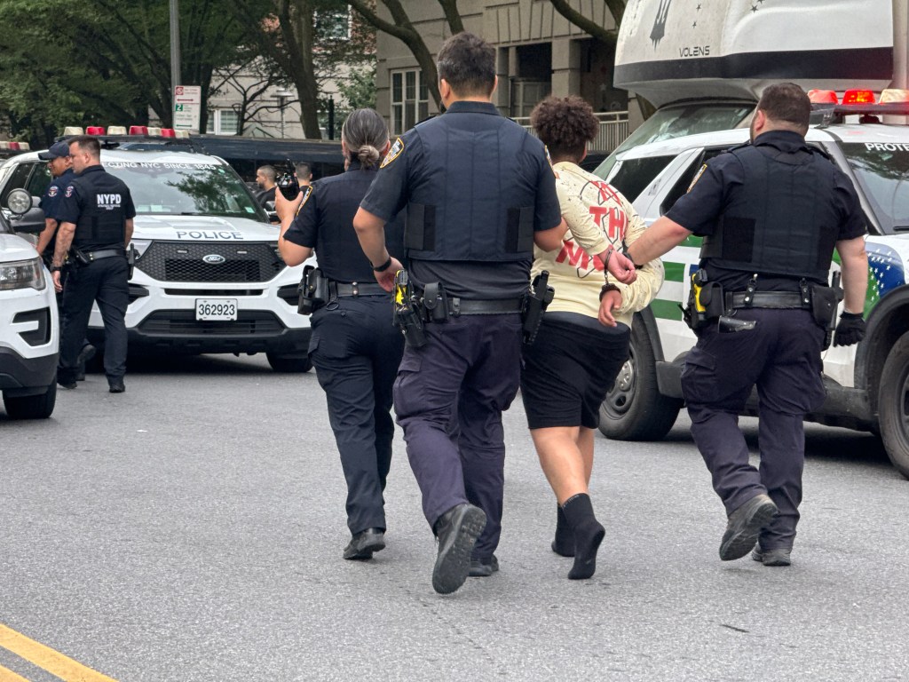Several chases broke out, and a female paramedic was crashed into as a scrum of cops sprinted after a suspect