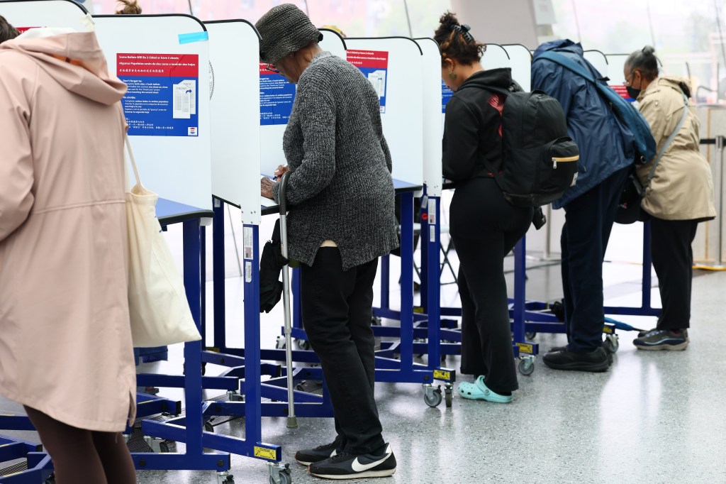 People voting in a New York primary election.