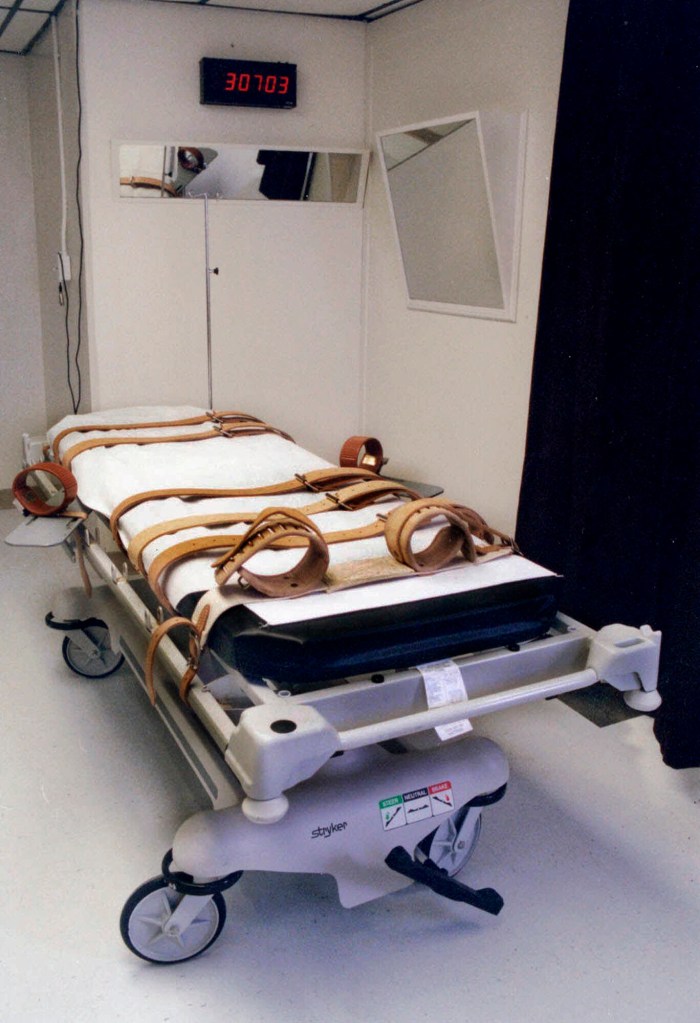 Florida's lethal injection gurney is shown in an undated handout photo taken in the redesigned death chamber which will accommodate either the electric chair or the gurney at Florida State Prison.