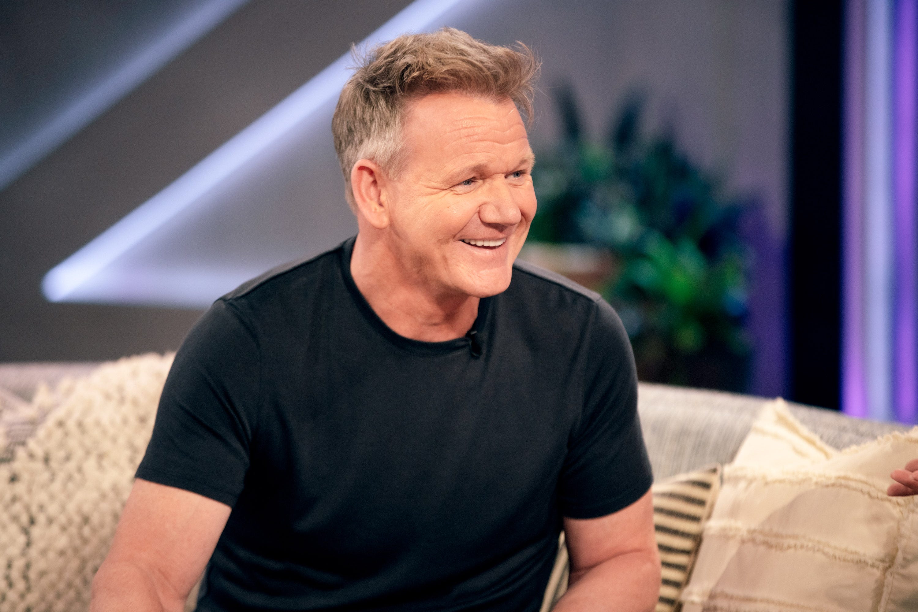 A closeup of Gordon Ramsay on the Kelly Clarkson Show.
