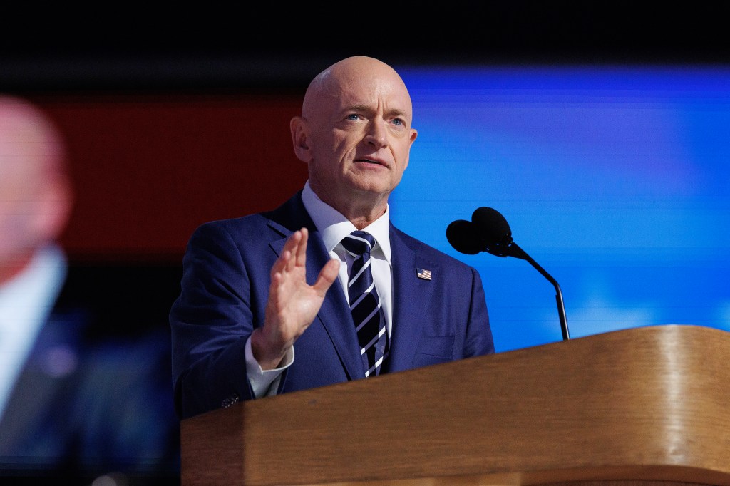 Senator Mark Kelly speaking at the DNC convention.