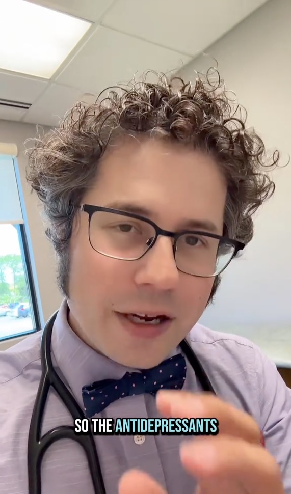 Doctor discussing antidepressants.