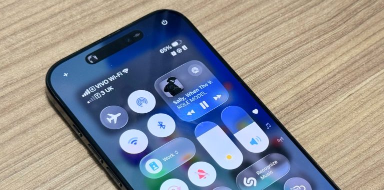 iOS 26 beta Control Center on iPhone 16 Pro Max