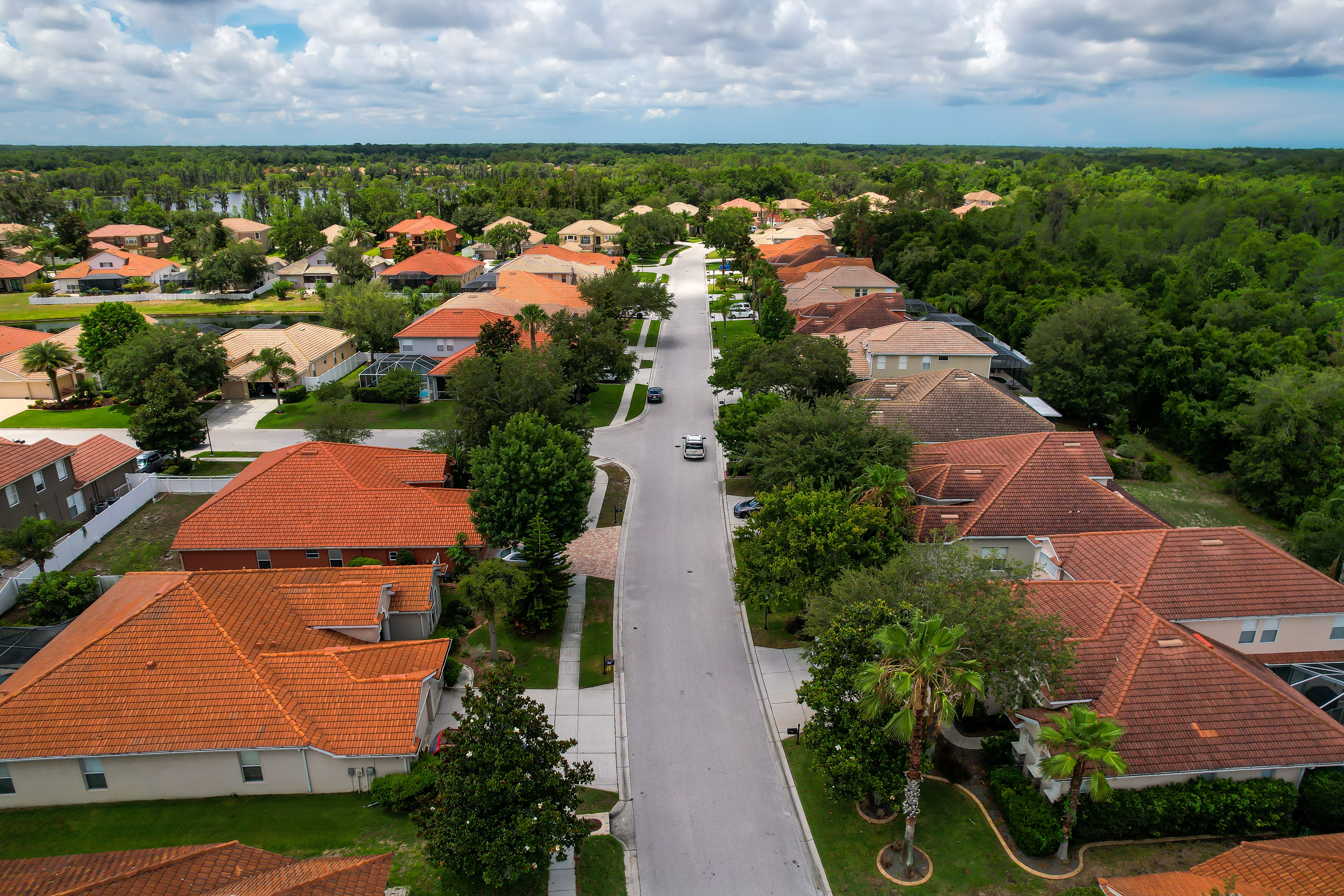 Aerial view of a residential condominium suburb in Tampa, Florida.