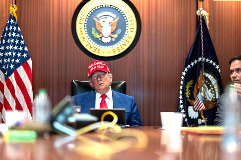 U.S. President Donald Trump holds a meeting in the Situation Room at the White House in Washington, D.C., U.S. June 21, 2025.