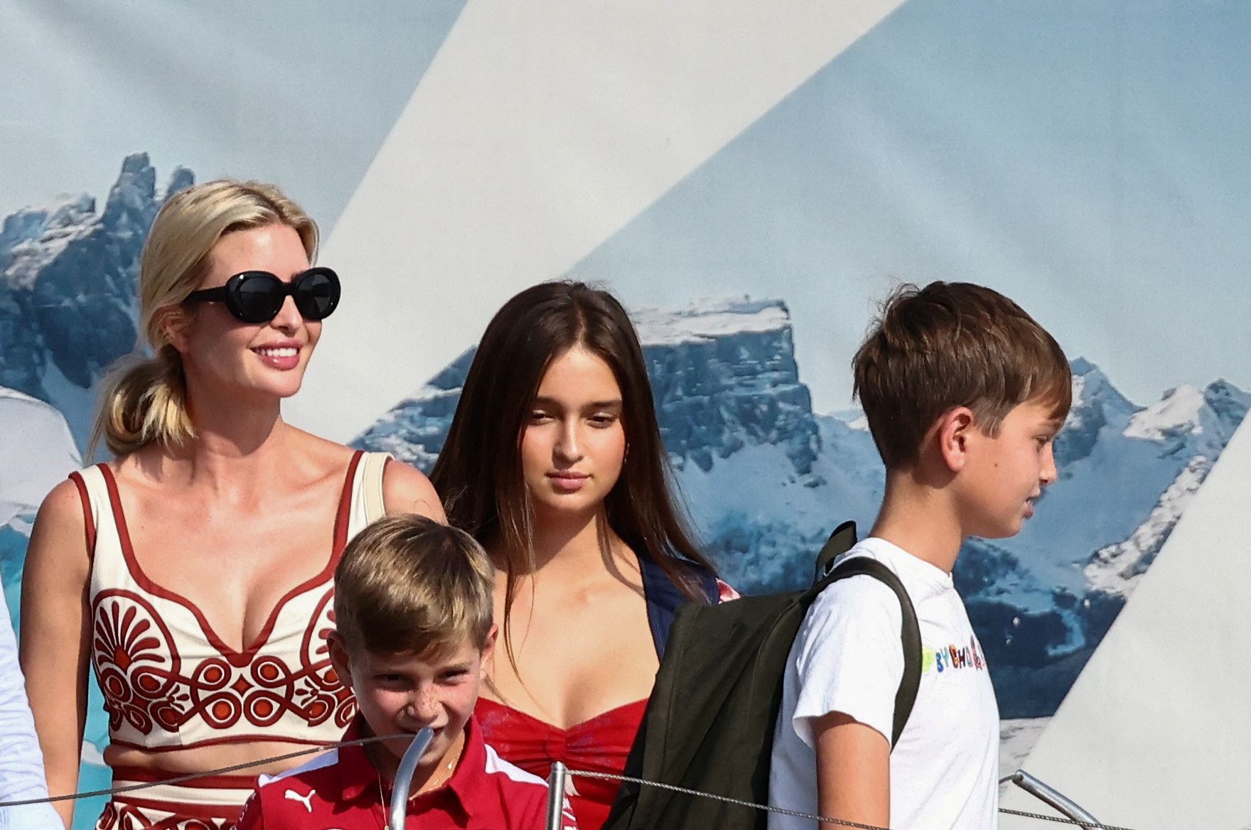 Ivanka Trump and her kids board a boat. 