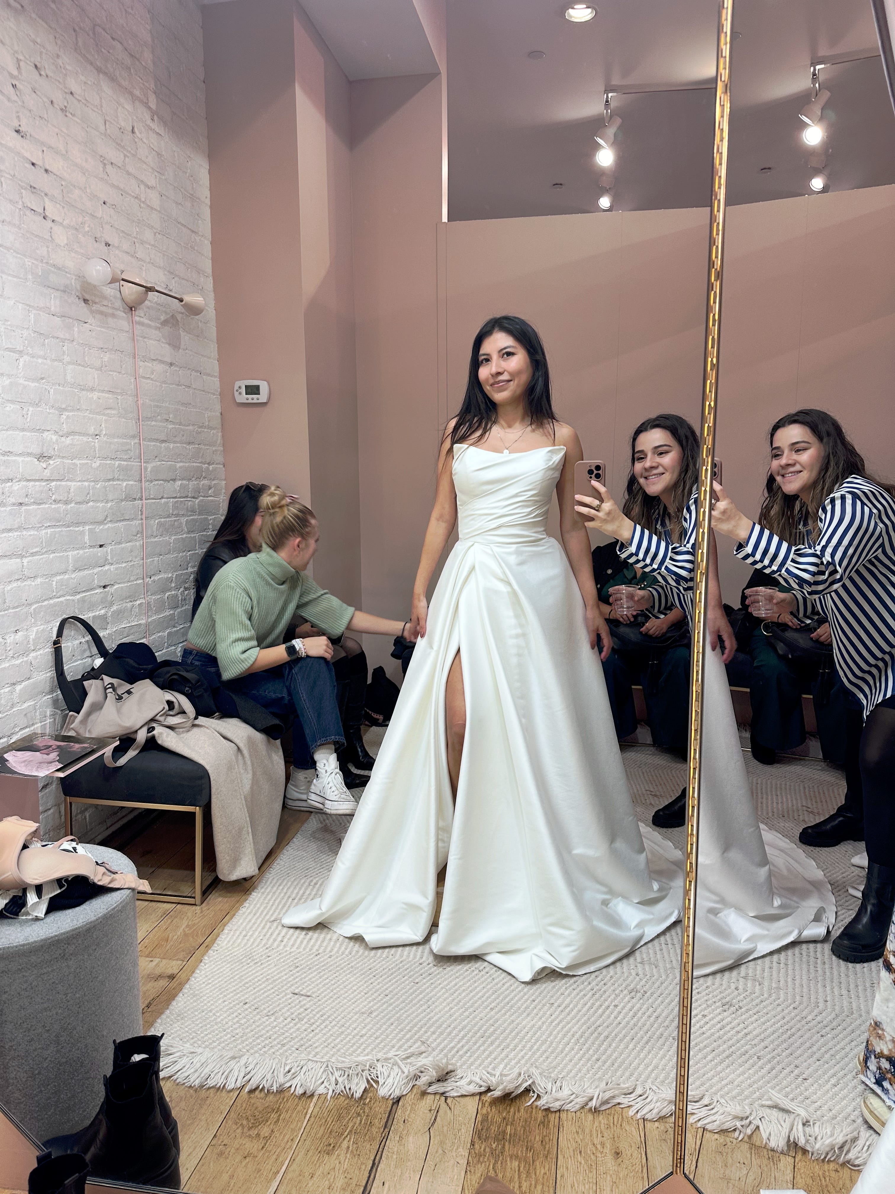 Viviana Vazquez tries on a wedding dress