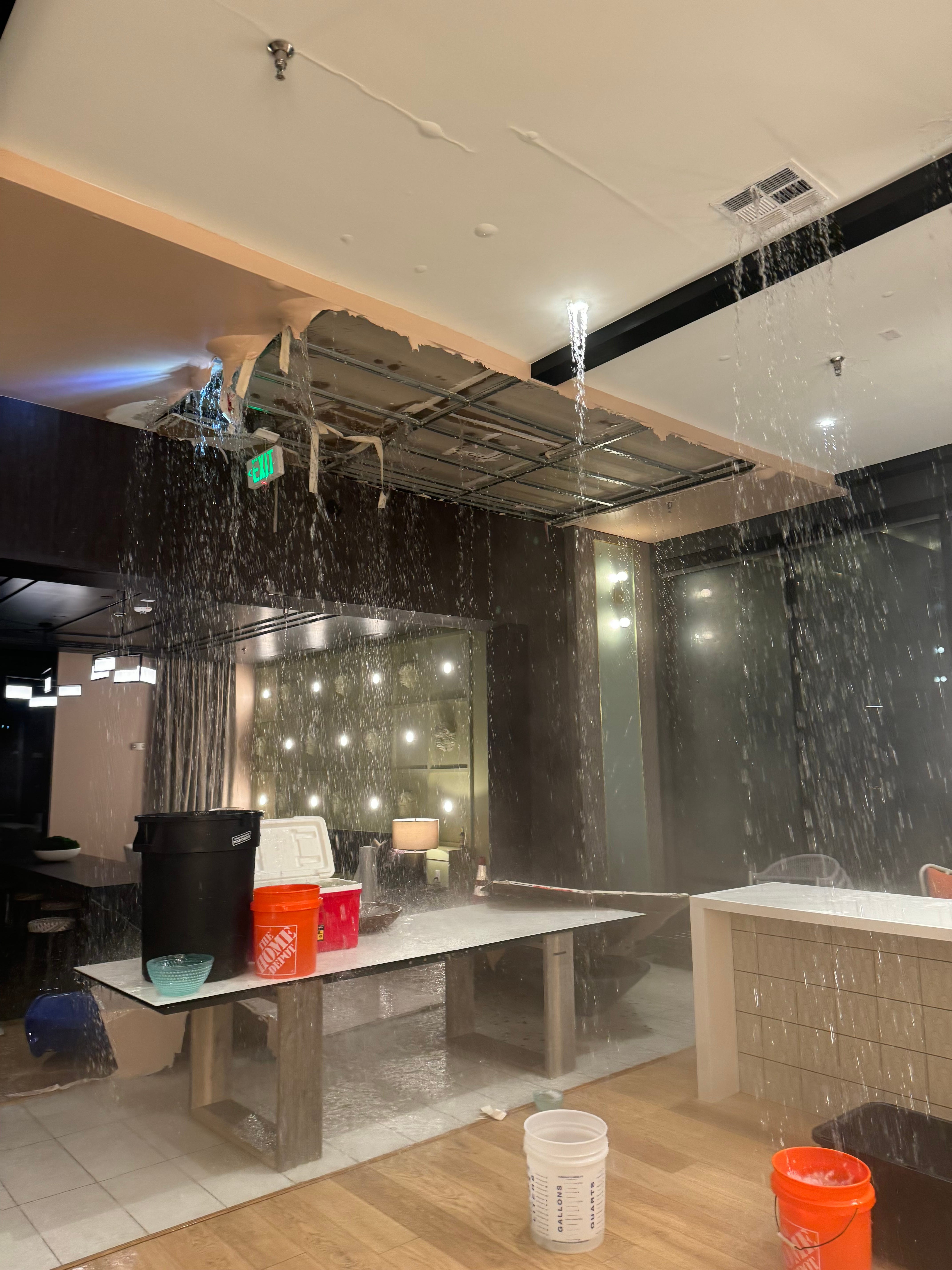 Water falling form apartment ceiling