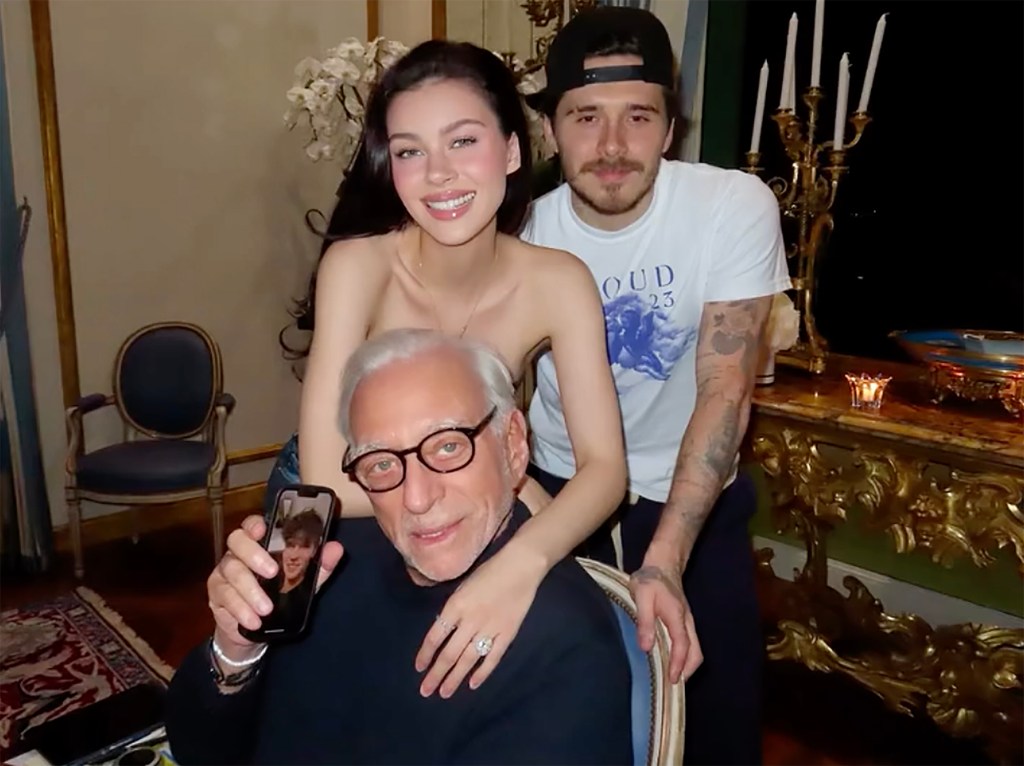 Brooklyn Beckham, Nicola Peltz and Nelson Peltz in a photo posted Tuesday. 