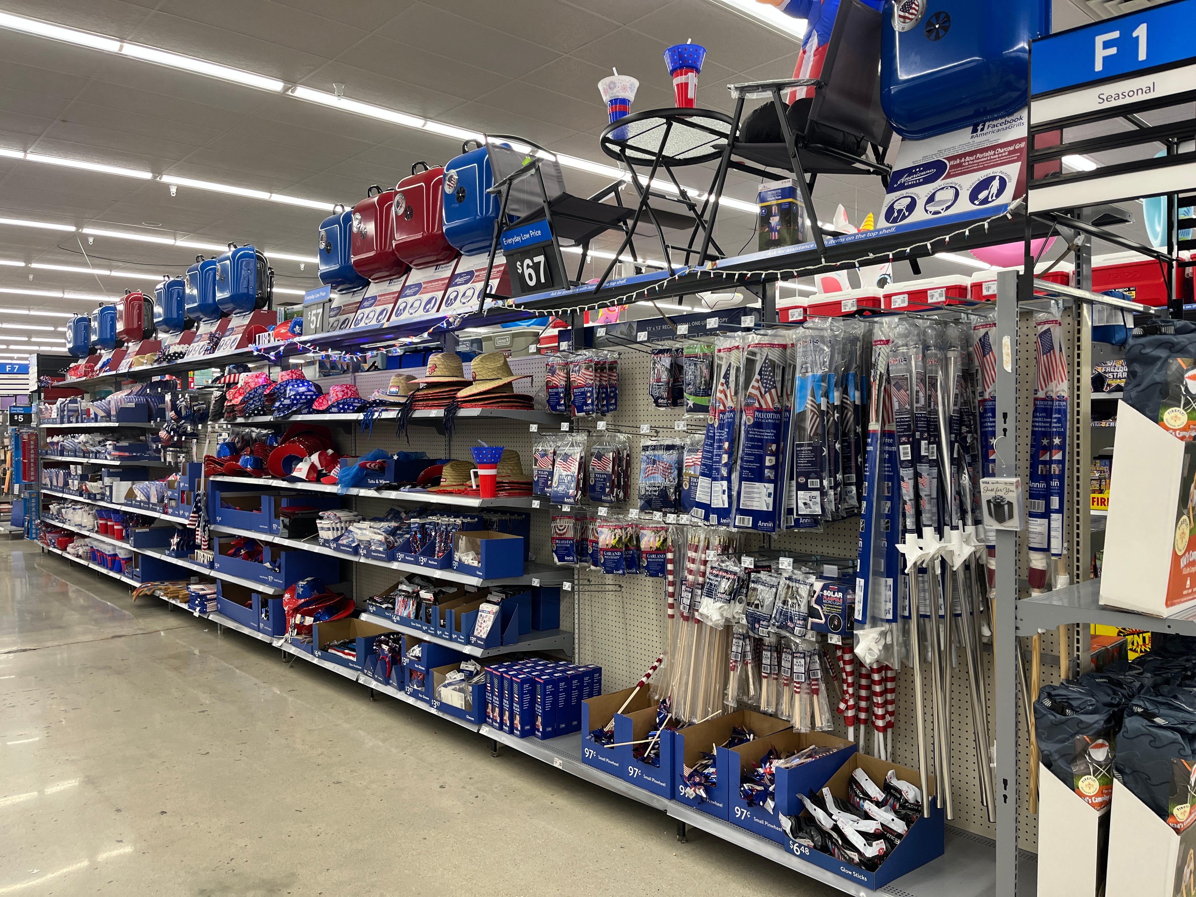 The seasonal aisle at Walmart.