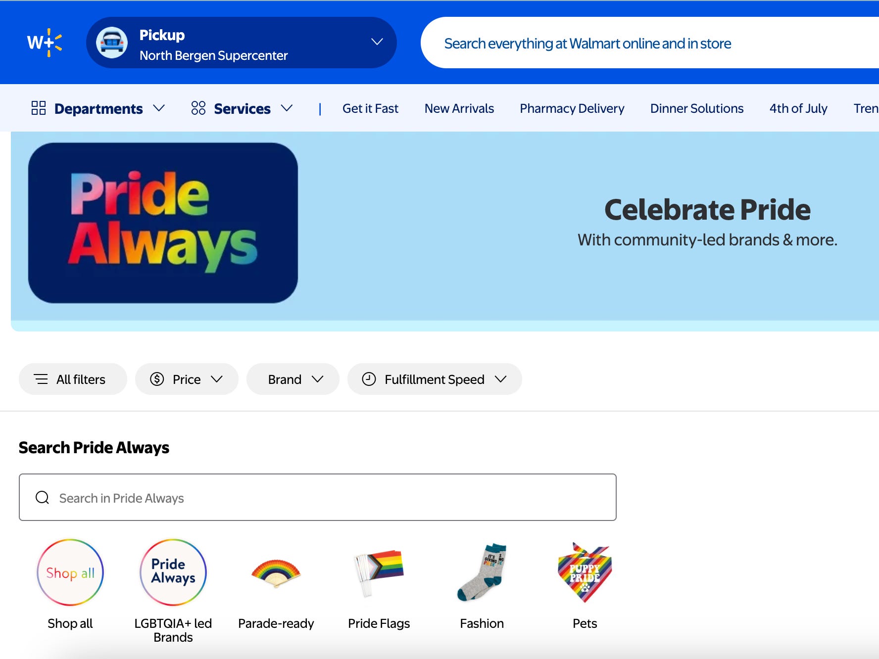 Walmart's online Pride collection.