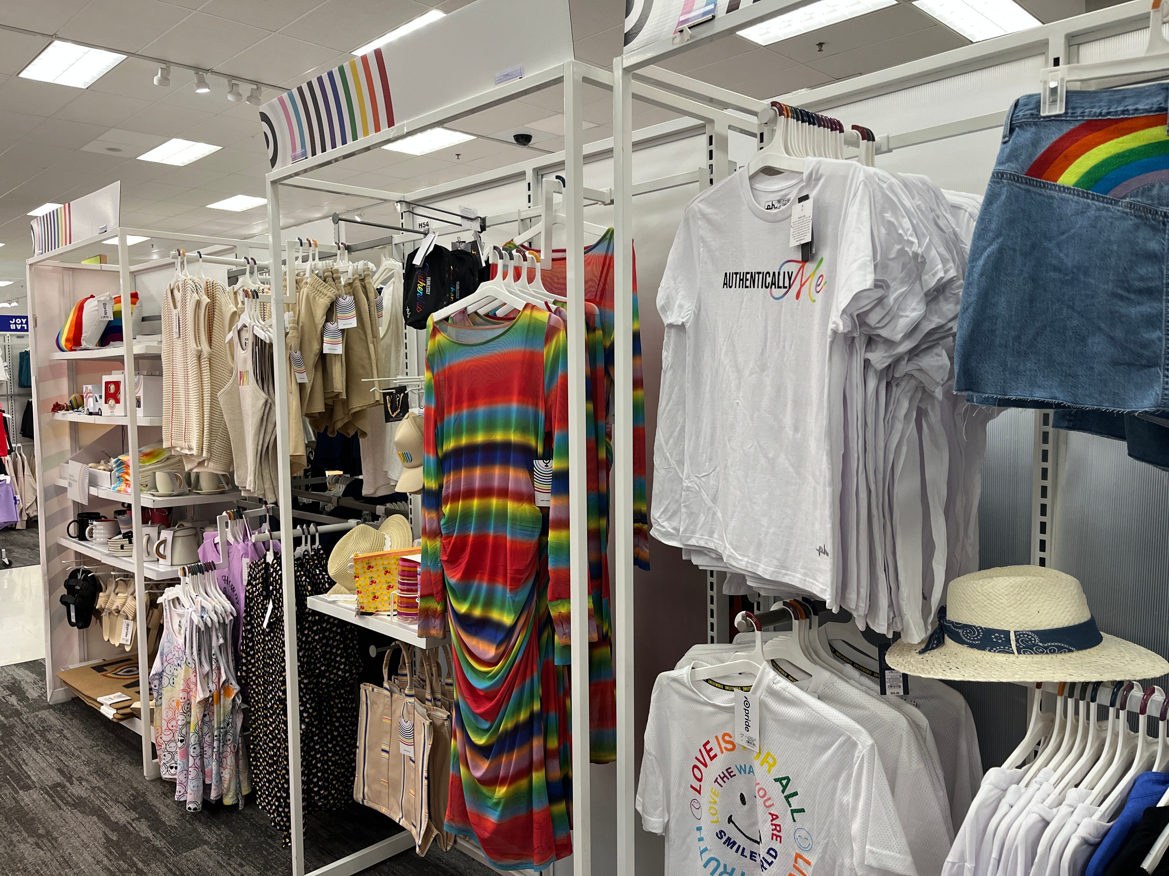 A display of Target's pride collection.